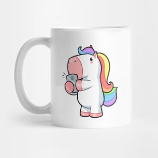 Kawaii unicorn on phone Mug